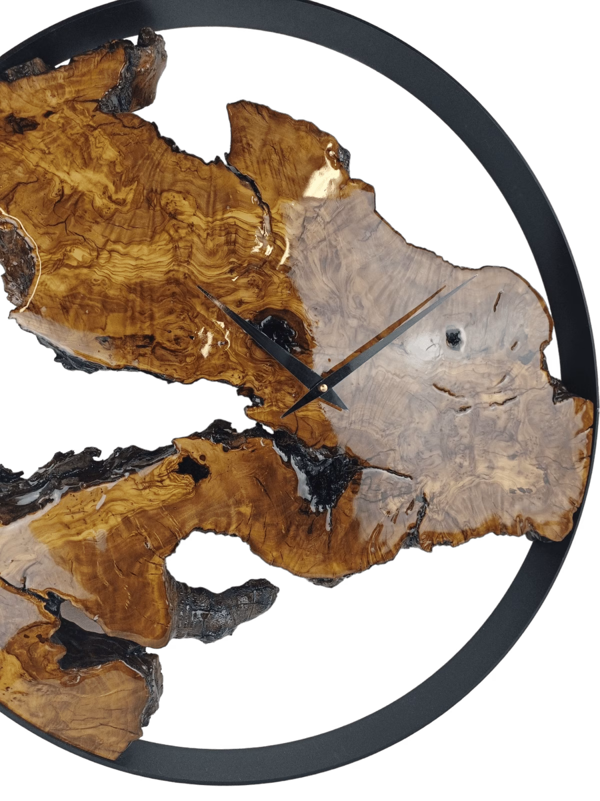 VANLØES – Natural wood – Wandklok olijfhout ∅60 - Afbeelding 3