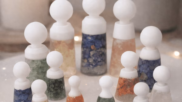 Familie opstelling poppetjes van edelstenen – Gempops bij Cozy Atelier