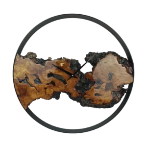 VANLØES – Natural wood – Wandklok olijfhout + Lapis Lazuli ∅60