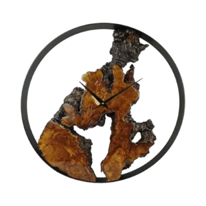 VANLØES – Natural wood – Wandklok olijf ∅60